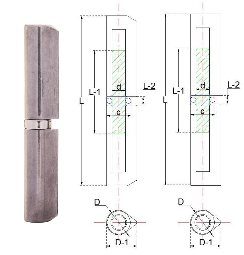 Original bearing-page reference drawing with two section views and the catalog D, D-1, L, d, L-1, c and L-2 symbols